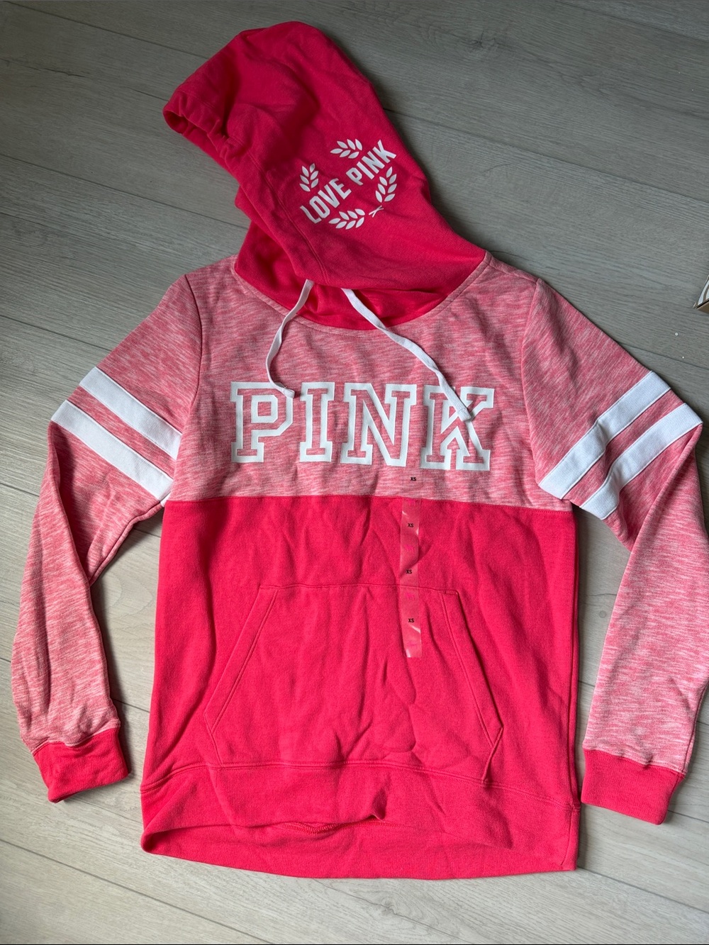 PINK Victoria’s Secret Two-Tone Pink Hooded Sweatshirt